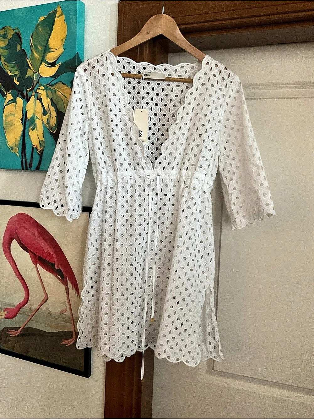 Tory Burch White Eyelet Swim Coverup Size Small NWT